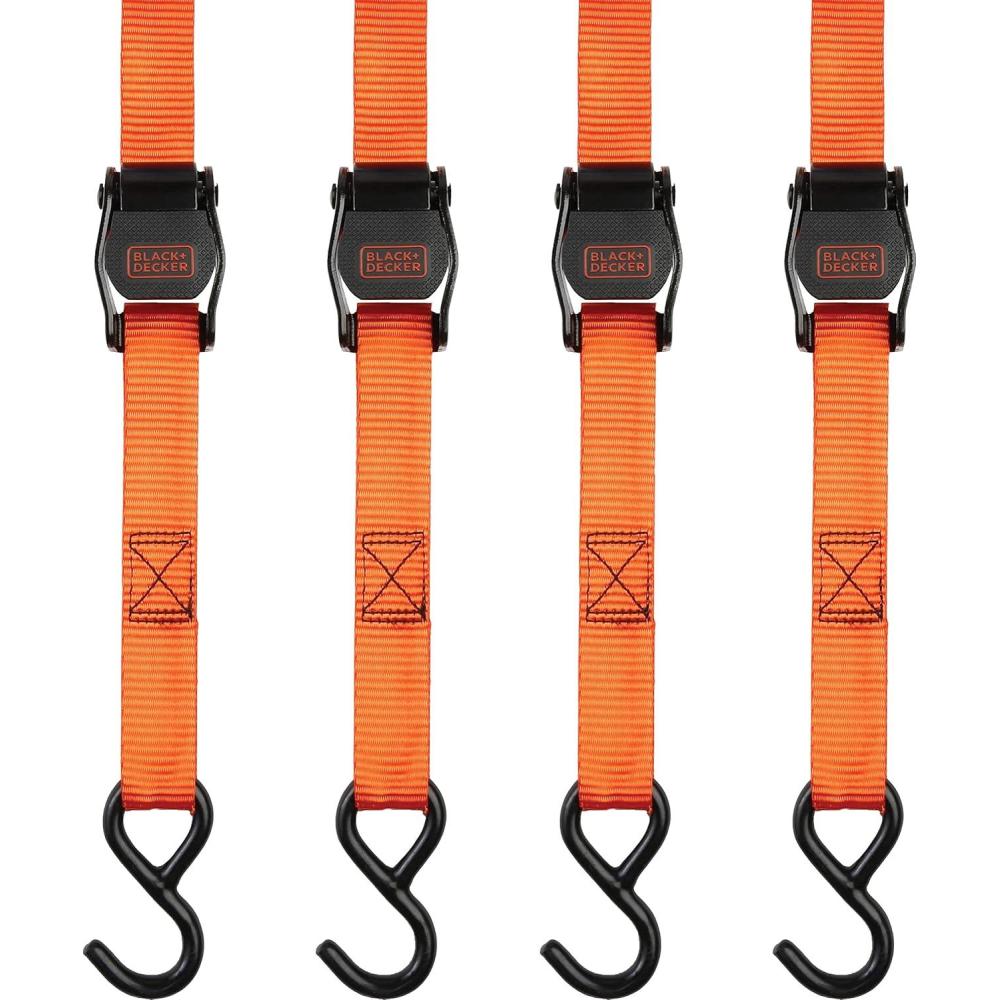 imageBlackDecker BDX1004 BlackOrange 1 x 10 CamBuckle Tie Down Straps 300 lb Safe Working Load 900 lb Break Strength 4 Pack1 x 10 Pack of 6