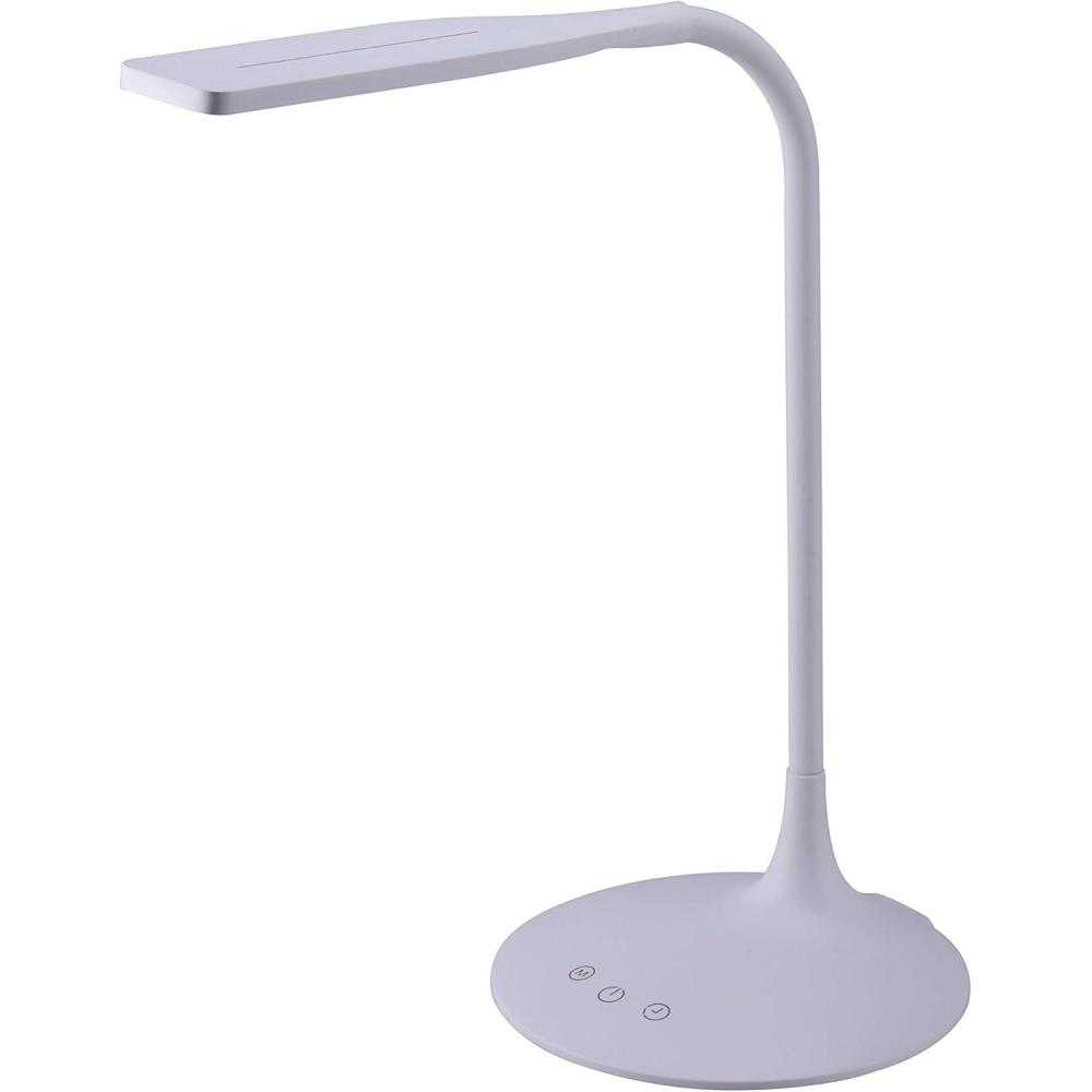 imagePureOptics LED VLED1820BD Battery LED Desk Lamp Dimmable with Adjustable Color Temperature 4 Hour Battery Life Rechargeable Reduces Eyestrain WhiteCircle Base