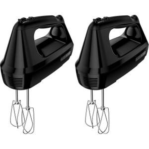 6-Speed Easy Storage Hand Mixer with 5 Attachments & Storage Case, Black(Basic (Pack of 2))