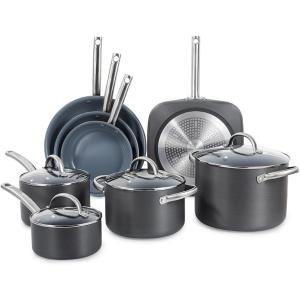 BLACK+DECKER 12-Piece Ceramic Hard Anodized Aluminum Cookware Set, Pots and Pans Set with Ceramic Non-Stick Coating(12-piece)