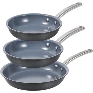 BLACK+DECKER 12-Piece Ceramic Hard Anodized Aluminum Cookware Set, Pots and Pans Set with Ceramic Non-Stick Coating(3-PIECE)