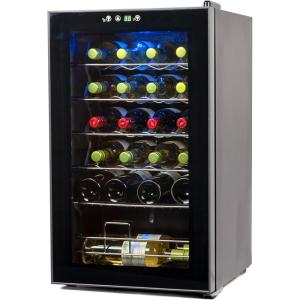 BLACK+DECKER 26 Bottle Wine Fridge with Interior Light and Mechanical Temperature Control, Compressor Cooling Wine Cooler Refrigerator with 4 Wine Racks and 1 Flat Shelf, Wine Bottle Chiller(24 Bottles)