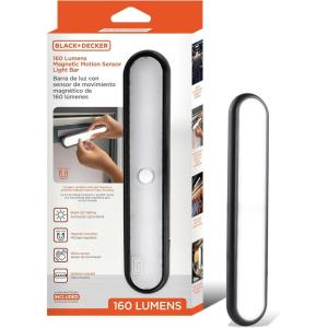 BLACK+DECKER 2-Pack LED Light Bars, 160LM Touchless Motion Sensor Lights, Magnetic Mount LED Strip Lights, Battery Powered Slim Portable Lights for Closet, Garage, Shelf, Indoor(1-Pack)