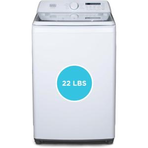 BLACK+DECKER 3.0 Cu. Ft. Portable Washer, 26.5 lb. Capacity Washing Machine, 6 Cycles, Quick Connect Sink Adapter and Drain Hose Included, Transparent Lid & LED Display, BPW30MW, White(4.1 Cu. Ft.)