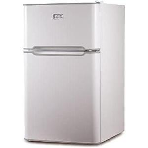 BLACK+DECKER 3.1 Cu. Ft. Compact Two Door Refrigerator with Freezer, ENERGY STAR Certified Mini Fridge, 0.9 Cu. Ft. Freezer, Interior Light, R600a Refrigerant, BCRDK32V, VCM Stainless Look(White)