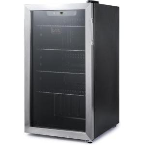 BLACK+DECKER 3.3 Cu. Ft. Beverage Cooler, Beverage Fridge with Double Pane Glass Door, Drink Fridge and Beverage Refrigerator with 112-Can Capacity for Home Bar and Home Office with LED Display(112 Cans)