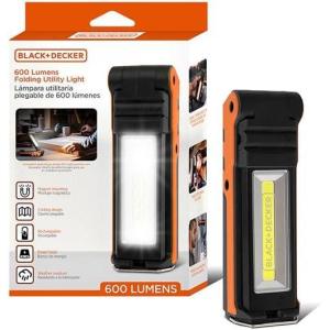 BLACK+DECKER 600 Lumens Work Light + 250 Lumens Flashlight & Power Bank, 32 Hour Rechargeable Utility LED Light, 270° Dual-Hinge, IP44 Weather-Resistant, Dimmable, SOS Mode, Magnetic Mount & Hanging