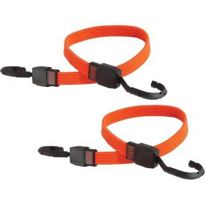 BLACK+DECKER BDX1010 Black/Orange 24″ Flat Bungee Cord Straps, 2 Pack