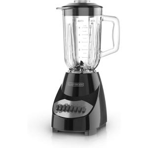 BLACK+DECKER Countertop Blender with 6-Cup Glass Jar, 10-Speed Settings, Black, BL2010BG(Glass)