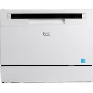 BLACK+DECKER Countertop Dishwasher, Counter Dishwasher with 6 Wash Programs, 6-Place Setting Capacity, Stainless Steel Interior, ENERGY STAR Certified, BCD6SD, White(White)