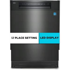 BLACK+DECKER Countertop Dishwasher, Counter Dishwasher with 6 Wash Programs, 6-Place Setting Capacity, Stainless Steel Interior, ENERGY STAR Certified, BCD6SD, White(Black-100MB)