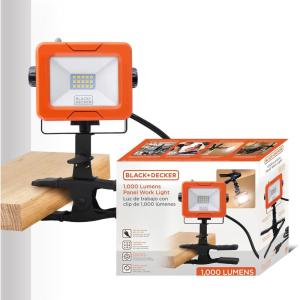 BLACK+DECKER LED Clamp Work Light, 1000 Lumens Indoor & Outdoor IP65 Waterproof Clamp Utility Shop Light with Plug, Clip on Shop Lamp, Adjustable Arm, 360° Rotating Clamp, Tripod Compatible, 4 Ft Cord