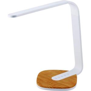BLACK+DECKER LED Dimmable Desk Lamp with Wood Grain Base,7W, White (VLED1818-BD)