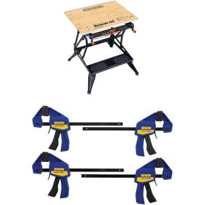 BLACK+DECKER Portable Workbench, Workmate Folding Workbench, 550 lb. Capacity with Clamps for Woodworking (WM425-A)(w/ 4pk Clamps)