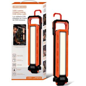 BLACK+DECKER Rechargeable Hanging LED Light, 1100 Lumens Foldable Double-Sided LED Work Light, 5 Modes, Tripod, Hook & Magnetic Mount, Indoor/Outdoor IP54 Weather-Resistant COB Lighting, Adjustable
