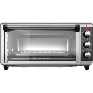 BLACK+DECKER TO3250XSBD 8-Slice Extra Wide Convection Countertop Toaster Oven, Includes Bake Pan, Broil Rack & Toasting Rack, Stainless Steel/Black