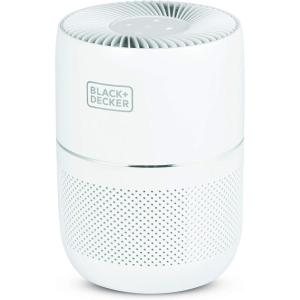 BLACK+DECKER Tabletop Air Purifier with Indicator Lights, HEPA Air Purifier for Rooms Up To 435 Sq. Ft. per 5 Air Changes, 3-Stage Filtration System, ENERGY STAR Certified, BAPT02, White(Without Indicator Lights)