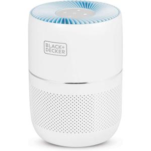 BLACK+DECKER Tabletop Air Purifier with Indicator Lights, HEPA Air Purifier for Rooms Up To 435 Sq. Ft. per 5 Air Changes, 3-Stage Filtration System, ENERGY STAR Certified, BAPT02, White(With Indicator Lights)
