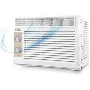 BLACK+DECKER Window Air Conditioner 5000 BTU, AC Window Unit Cools Up to 150 Square Feet, Window AC Unit with Mechanical Controls, Manual Fan Only and Cool Settings, BD05MWT6, White(5000.0 British Thermal Units)