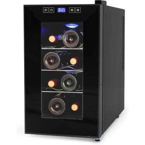 BLACK+DECKER Wine Fridge 12 Bottles, Thermoelectric Wine Cooler Refrigerator with Mirrored Front, Freestanding 12 Bottle Wine Fridge, BD60336(8 Bottles)