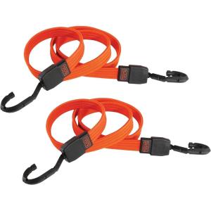 Black+Decker BDX1012 Black/Orange 48″ Flat Bungee Cord Straps, 2 Pack