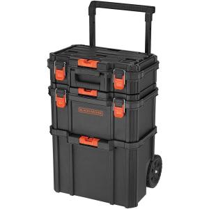 beyond by BLACK+DECKER BLACK+DECKER BDST60500APB Stackable Storage System – 3 Piece Set (Small, Deep Toolbox, and Rolling Tote)