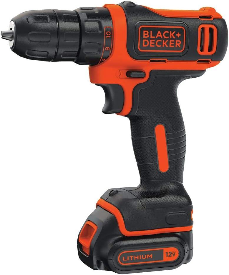imageBLACKDECKER 12V MAX Drill amp Home Tool Kit 60Piece BDCDD12PK60pc Tool Kit