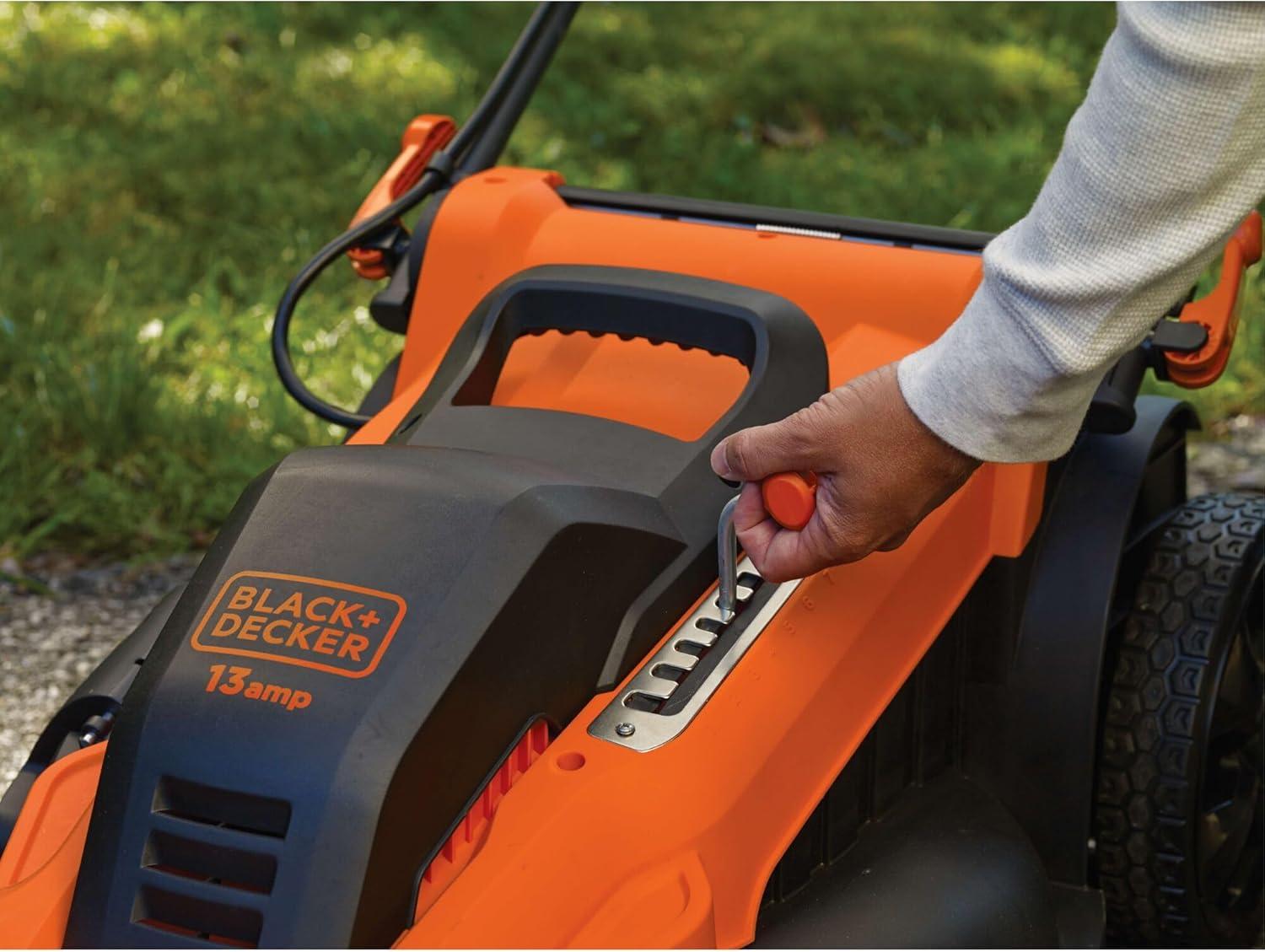 imageBLACKDECKER 20Inch Corded Electric Lawn Mower Ultra Light Push Mower 13Amp High Output Motor 3 in 1 Cutting Versatility Tool Free Height Adjustment 7setting Cutting Height MM2000