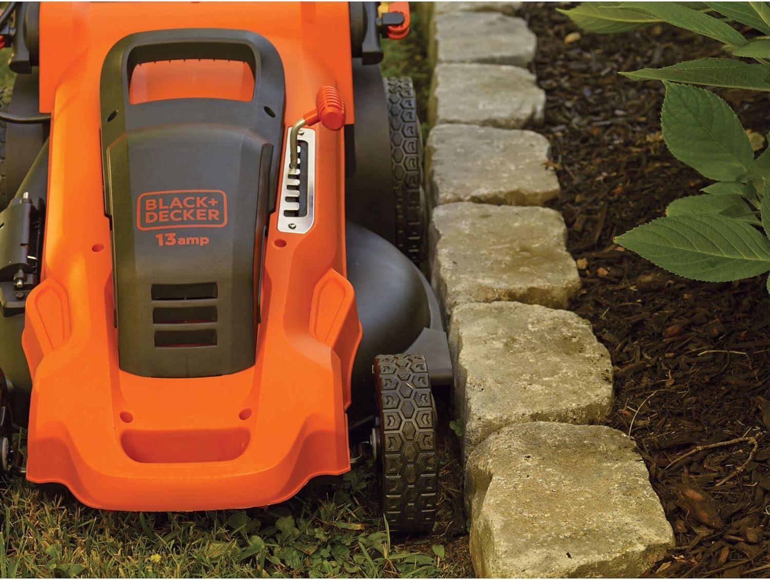 imageBLACKDECKER 20Inch Corded Electric Lawn Mower Ultra Light Push Mower 13Amp High Output Motor 3 in 1 Cutting Versatility Tool Free Height Adjustment 7setting Cutting Height MM2000