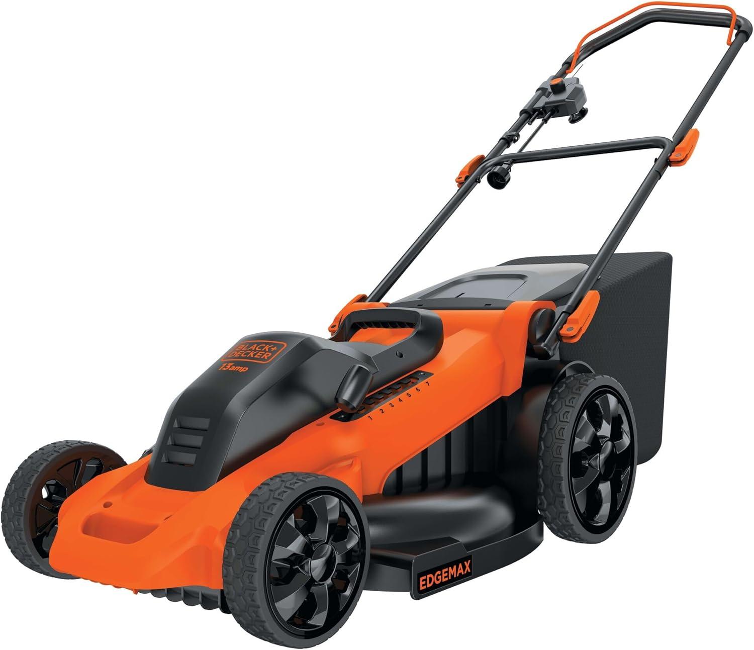 imageBLACKDECKER 20Inch Corded Electric Lawn Mower Ultra Light Push Mower 13Amp High Output Motor 3 in 1 Cutting Versatility Tool Free Height Adjustment 7setting Cutting Height MM2000