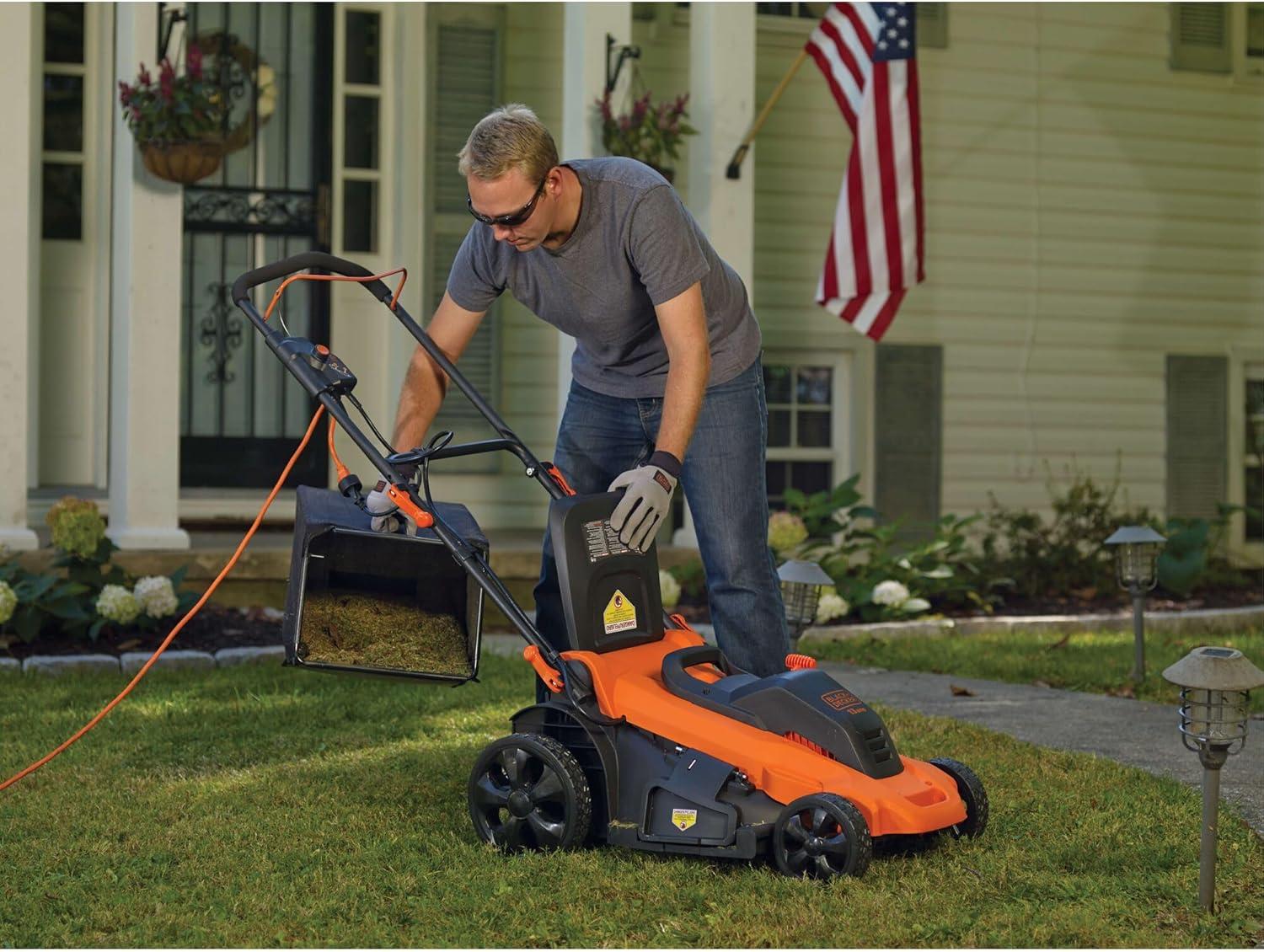 imageBLACKDECKER 20Inch Corded Electric Lawn Mower Ultra Light Push Mower 13Amp High Output Motor 3 in 1 Cutting Versatility Tool Free Height Adjustment 7setting Cutting Height MM2000