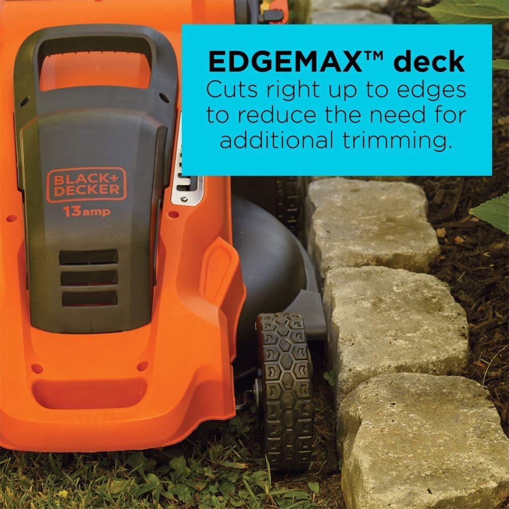 imageBLACKDECKER 20Inch Corded Electric Lawn Mower Ultra Light Push Mower 13Amp High Output Motor 3 in 1 Cutting Versatility Tool Free Height Adjustment 7setting Cutting Height MM2000