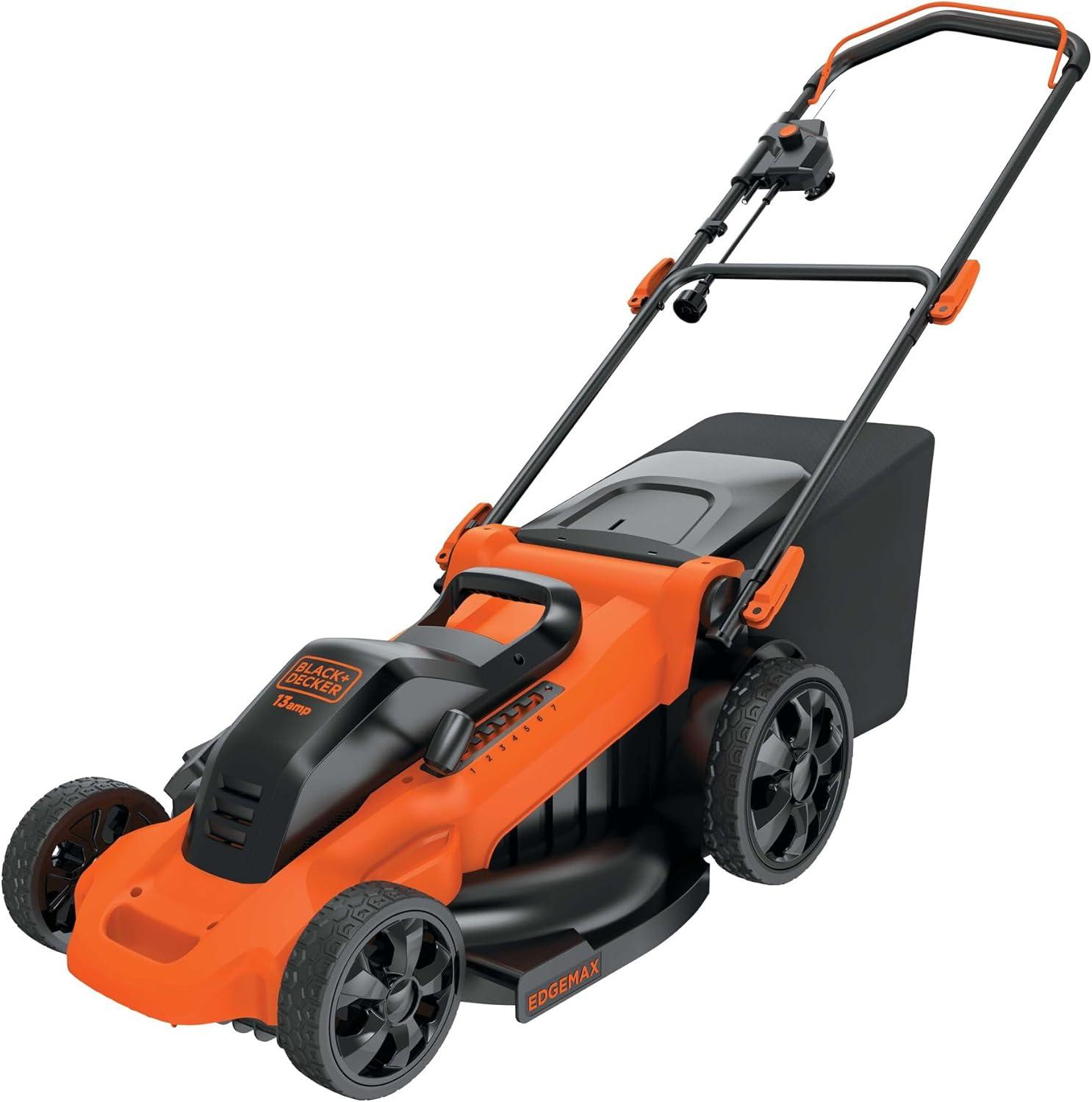 imageBLACKDECKER 20Inch Corded Electric Lawn Mower Ultra Light Push Mower 13Amp High Output Motor 3 in 1 Cutting Versatility Tool Free Height Adjustment 7setting Cutting Height MM2000