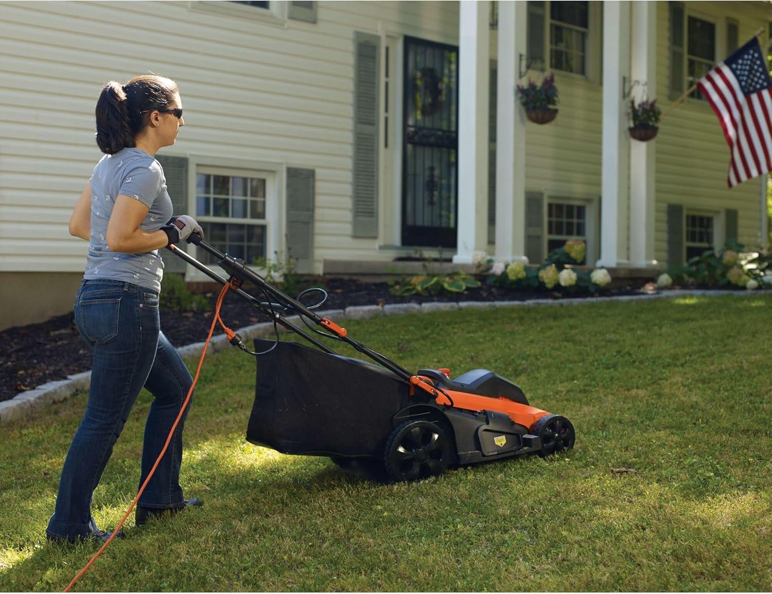 imageBLACKDECKER 20Inch Corded Electric Lawn Mower Ultra Light Push Mower 13Amp High Output Motor 3 in 1 Cutting Versatility Tool Free Height Adjustment 7setting Cutting Height MM2000