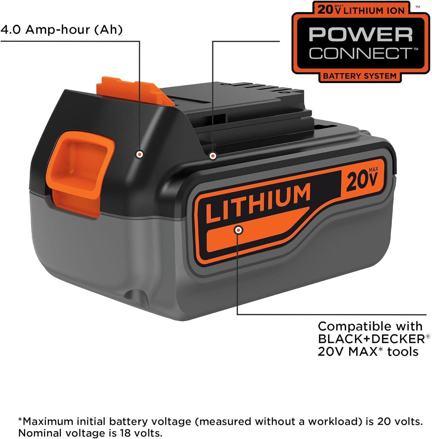 imageBLACKDECKER 20V MAX 4Ah Lithium Ion Battery LB2X4020OPE