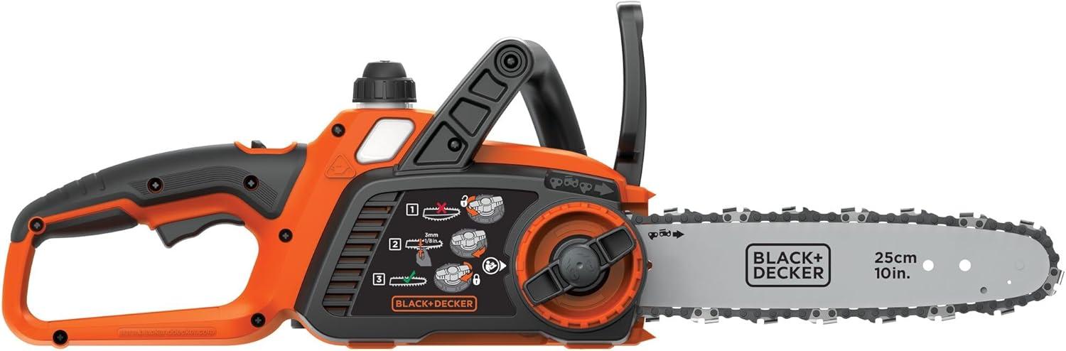 imageBLACKDECKER 20V MAX Chain Saw Cordless Chainsaw 10Inch Battery Chainsaw Tool Only for Wood Cutting and Tree Pruning Includes Guide Bar Scabbard LCS1020B20V Chainsaw Tool Only