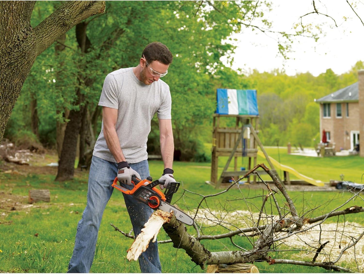 imageBLACKDECKER 20V MAX Chain Saw Cordless Chainsaw 10Inch Battery Chainsaw Tool Only for Wood Cutting and Tree Pruning Includes Guide Bar Scabbard LCS1020B20V Chainsaw Kit