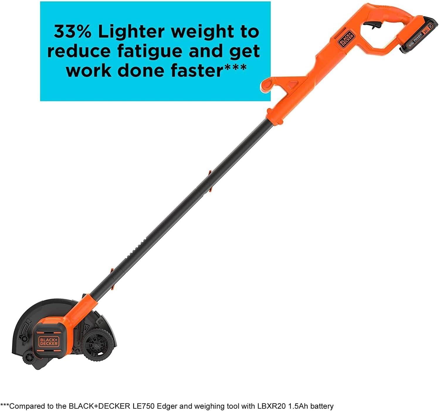 imageBLACKDECKER 20V MAX Cordless Edger Lawn Kit 15 Ah Battery amp Charger Included 4 Position Adjustable Height Lightweight 75 Double Edge Blade BCED400C1