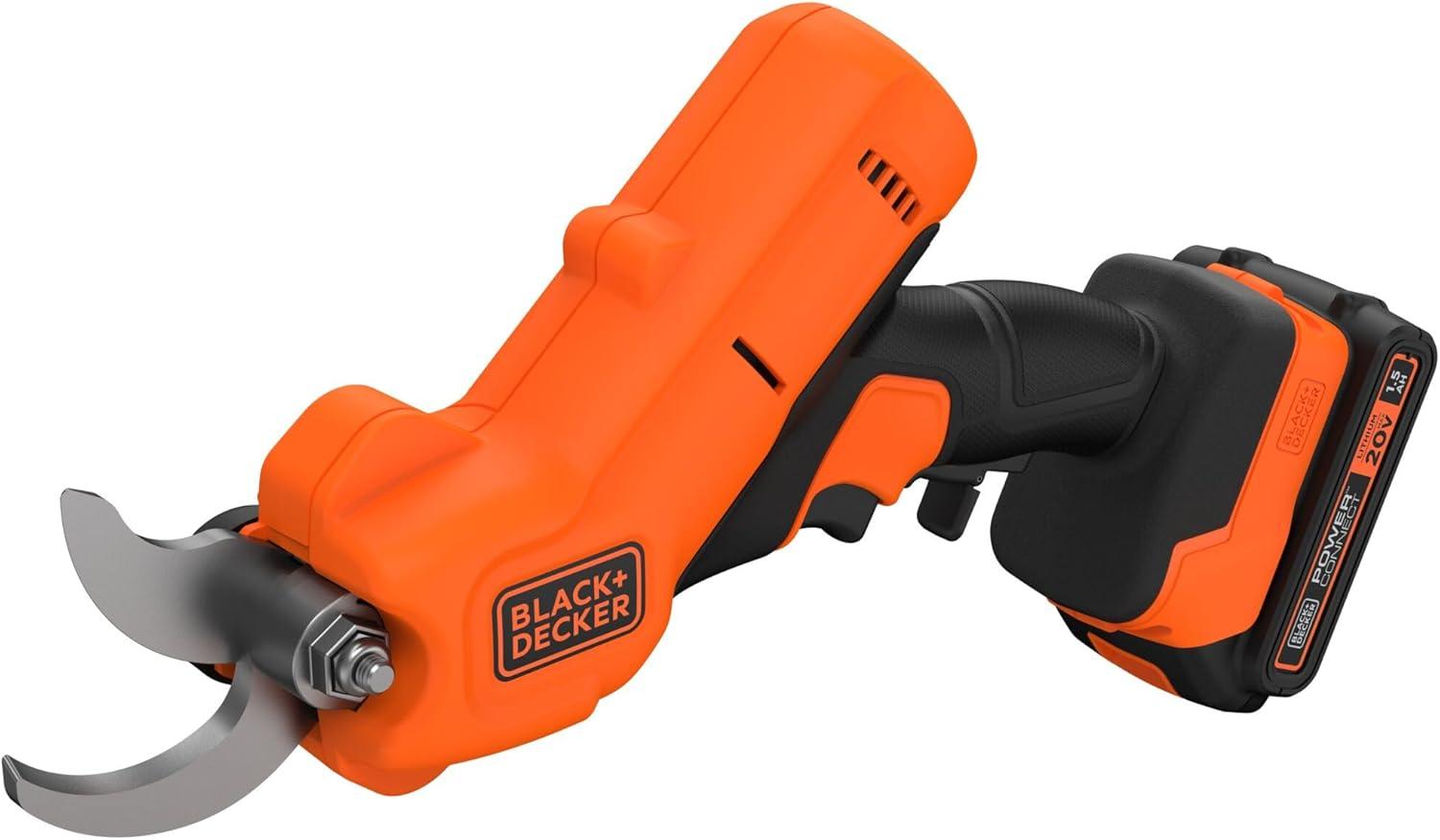 imageBLACKDECKER 20V MAX Cordless Pruner Electric Pruning Shears Battery and Charger Included 900 Cuts Per Charge Electric Pruner Tool Free Blade Change BCPR320C1