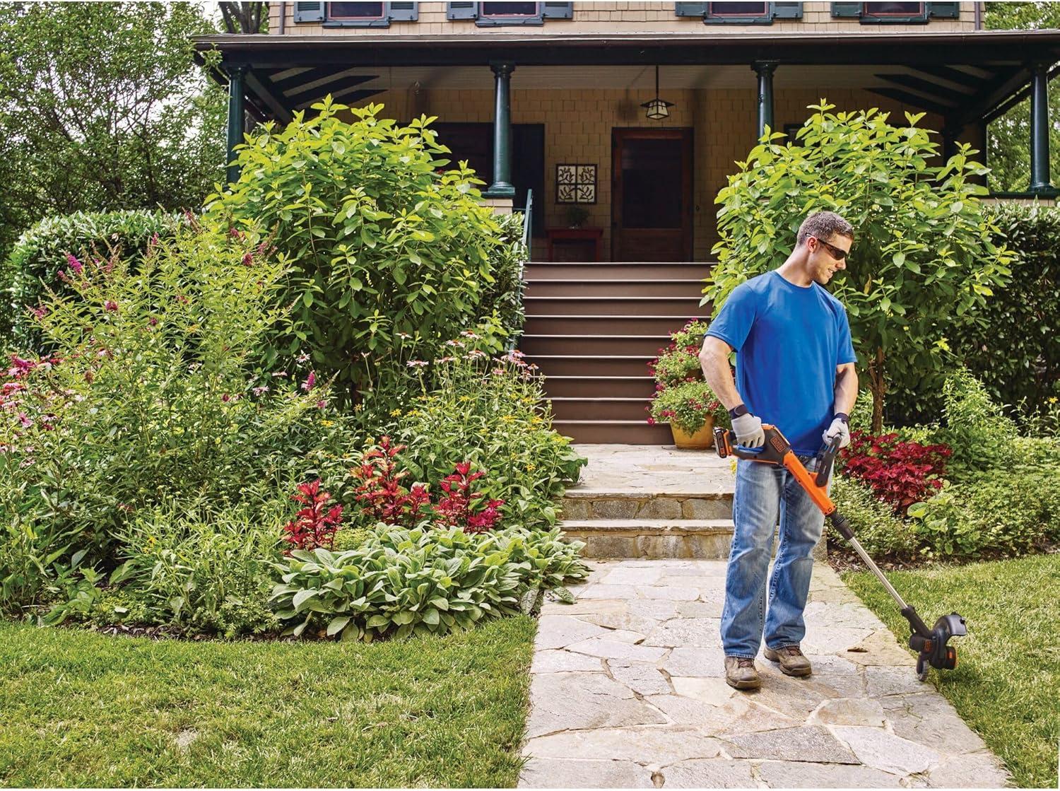 imageBLACKDECKER 20V MAX Cordless String Trimmer and Edger 12 Inch Weed Eater 2Speed Control Weed Wacker 2 Batteries Charger and Spool Included LSTE52520V Trimmer Kit 1 Long Runtime Battery
