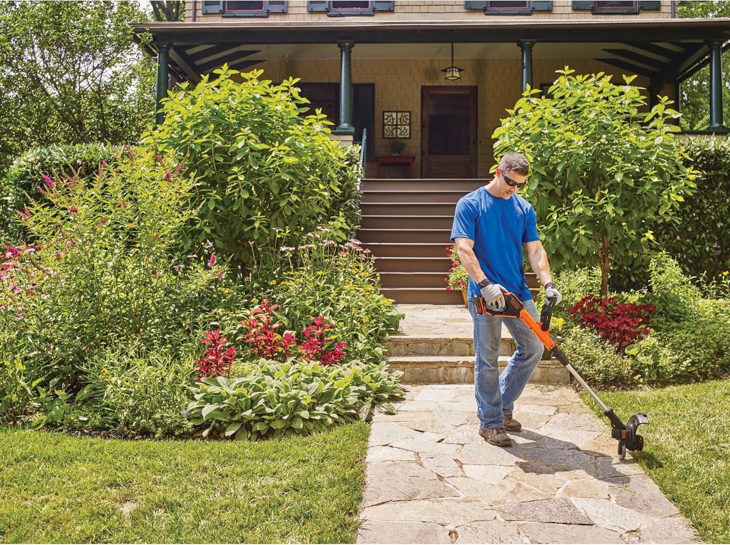 imageBLACKDECKER 20V MAX Cordless String Trimmer and Edger 12 Inch Weed Eater 2Speed Control Weed Wacker 2 Batteries Charger and Spool Included LSTE52520V Trimmer Kit 1 Long Runtime Battery