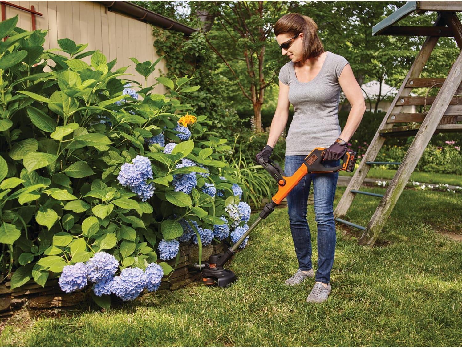 imageBLACKDECKER 20V MAX Cordless String Trimmer and Edger 12 Inch Weed Eater 2Speed Control Weed Wacker 2 Batteries Charger and Spool Included LSTE52520V Trimmer Kit 1 Long Runtime Battery