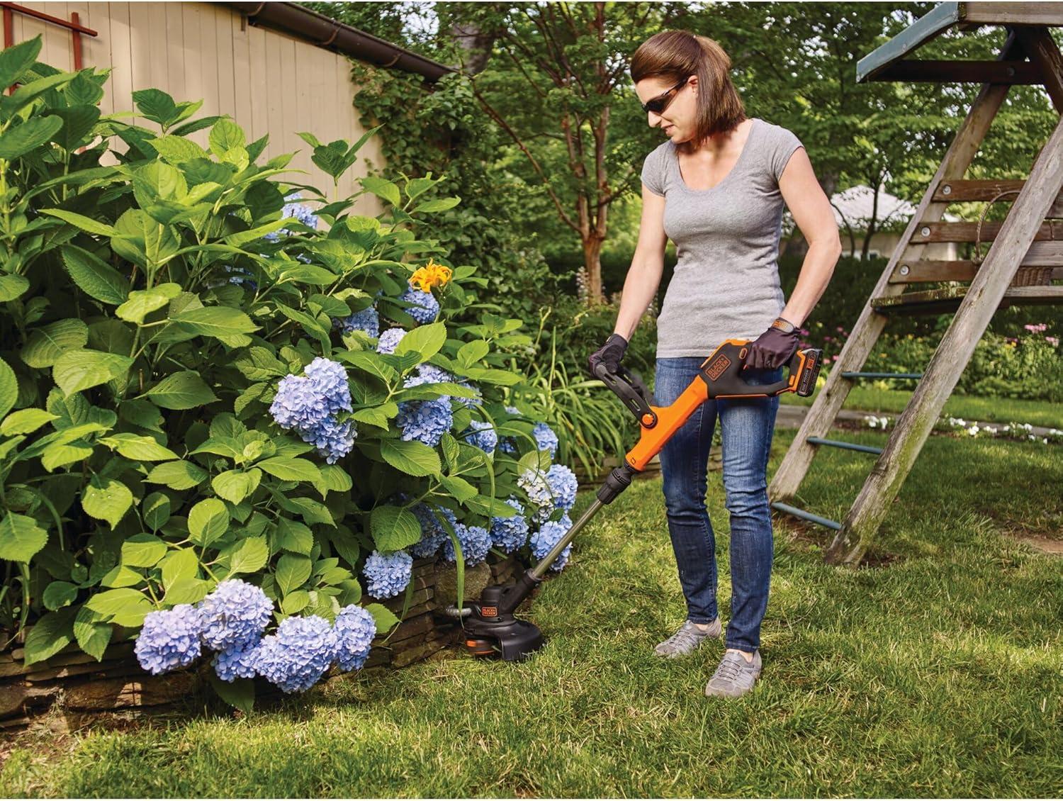 imageBLACKDECKER 20V MAX Cordless String Trimmer and Edger 12 Inch Weed Eater 2Speed Control Weed Wacker 2 Batteries Charger and Spool Included LSTE52520V Trimmer Kit 2 Batteries