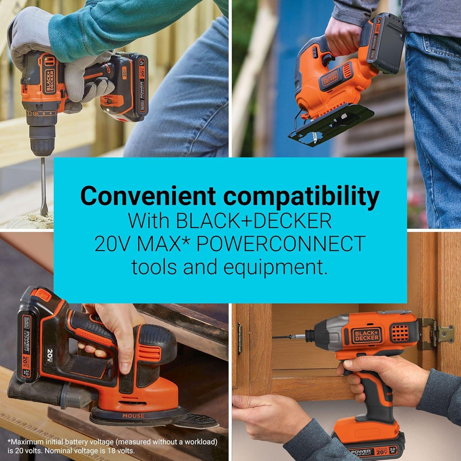 imageBLACKDECKER 20V MAX Lithium Battery POWERCONNECT 20Ah Cordless Tool Battery Packs Lightweight Power Tool Battery Charger Sold Separately LBXR2020OPELithium Ion Battery