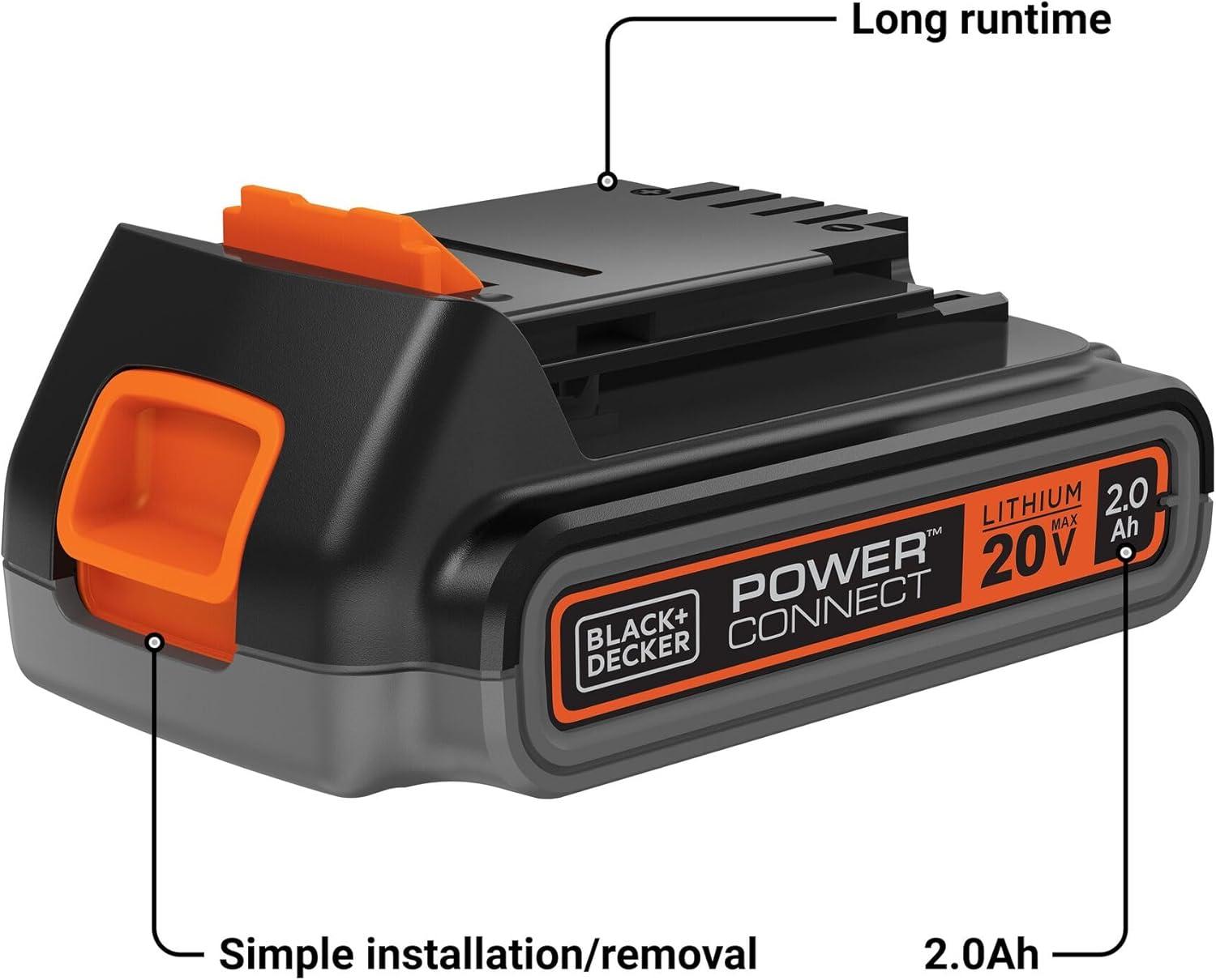 imageBLACKDECKER 20V MAX Lithium Battery POWERCONNECT 20Ah Cordless Tool Battery Packs Lightweight Power Tool Battery Charger Sold Separately LBXR2020OPELithium Ion Battery