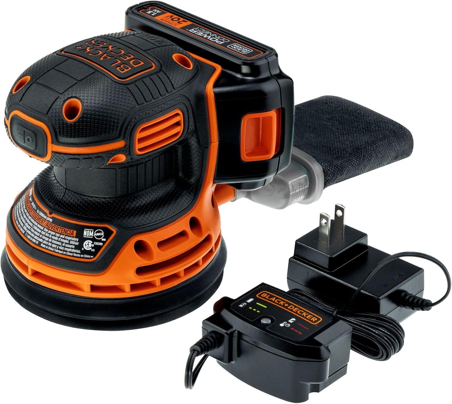 imageBLACKDECKER 20V MAX Orbital Sander Cordless 12000 OPM 2 Sandpaper Sheets Battery and Charger Included BDCRO20COrbit Sander kit