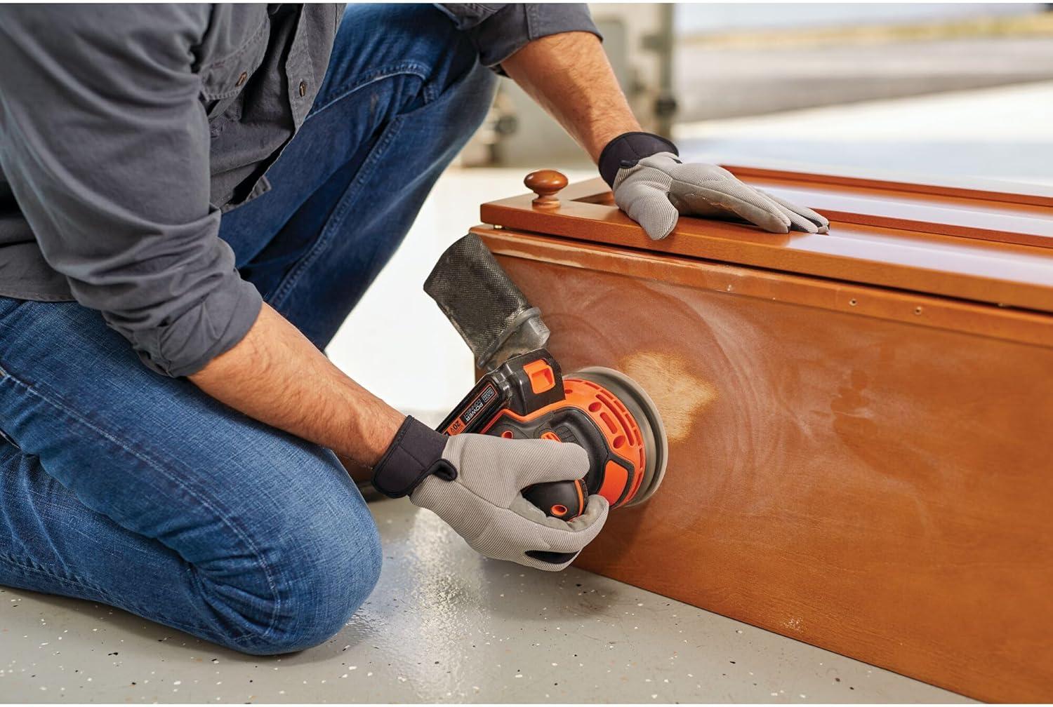 imageBLACKDECKER 20V MAX Orbital Sander Cordless 12000 OPM 2 Sandpaper Sheets Battery and Charger Included BDCRO20COrbit Sander kit