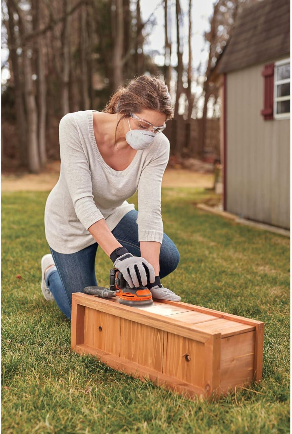 imageBLACKDECKER 20V MAX Orbital Sander Cordless 12000 OPM 2 Sandpaper Sheets Battery and Charger Included BDCRO20COrbit Sander kit