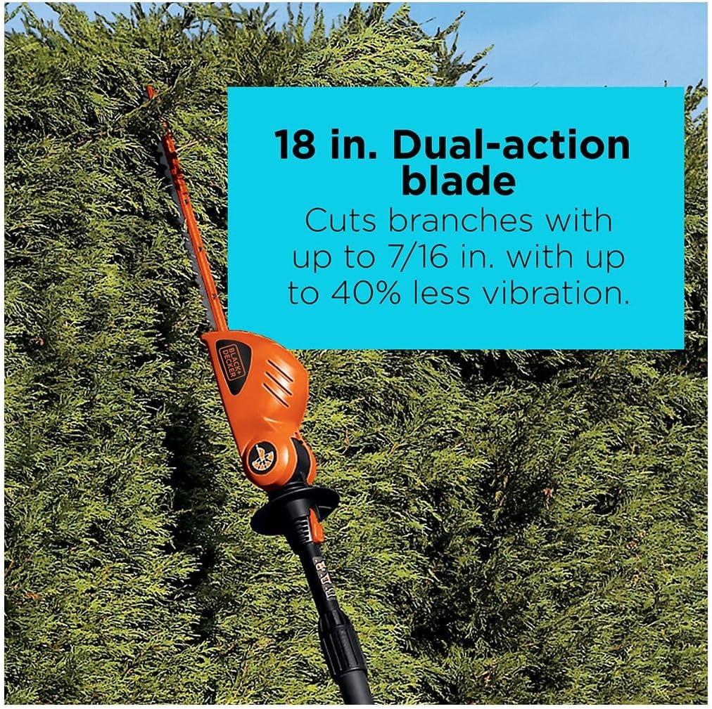 imageBLACKDECKER 20V MAX POWERCONNECT 18 in Cordless Pole Hedge Trimmer Tool Only LPHT120B20V Hedge Trimmer Kit
