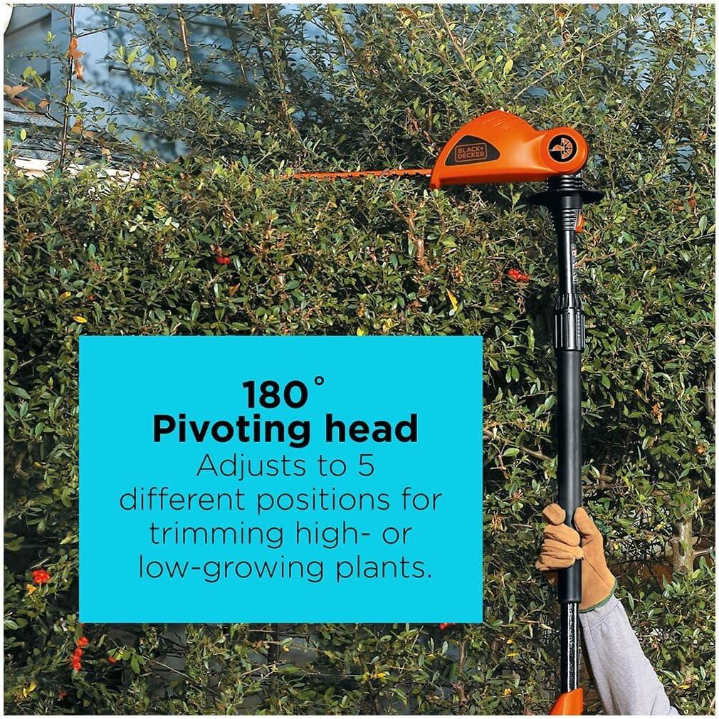 imageBLACKDECKER 20V MAX POWERCONNECT 18 in Cordless Pole Hedge Trimmer Tool Only LPHT120B20V Hedge Trimmer Kit